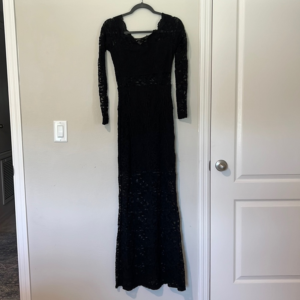 Long Black lace dress formal size 3/4
